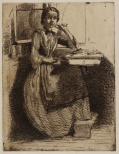 painting-205 Etching:Gretchen at Heidelberg 1858