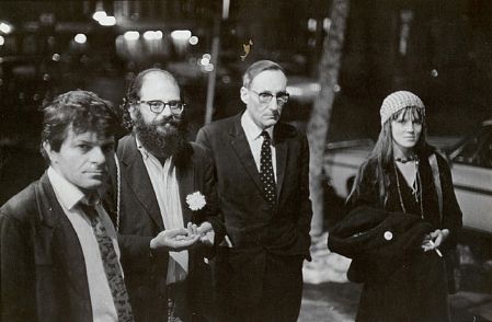Gregory Corso, Allen Ginsberg, William Burroughs, Maretta Greer at Opening of Timothy Leary's Mediation Center, Hudson Street, February 15, 1967 