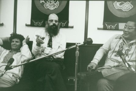 Gregory Corso, Allen Ginsberg and Chogyam Trungpa Rinpoche, Boulder, Colorado probably 1974.