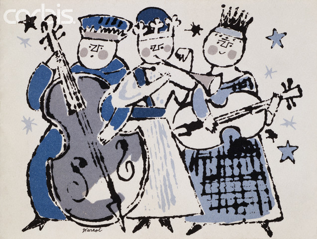 Andy Warhol, Three Sprites Playing, Christmas Card 1955-1960