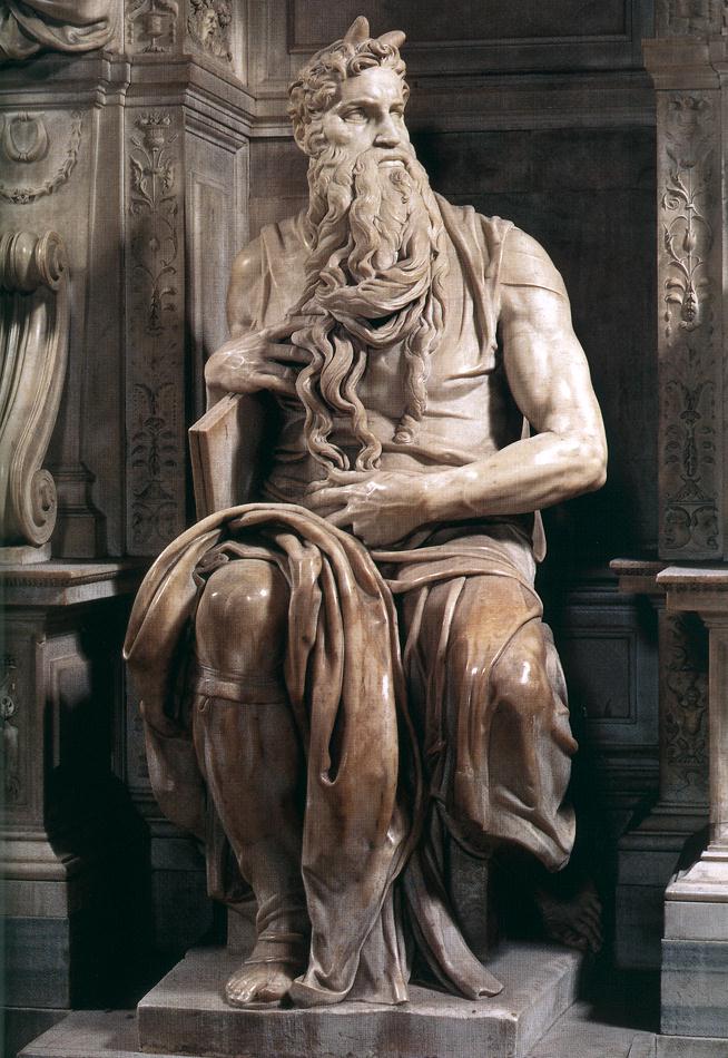 Michelangelo Buonarroti, Moses, for the Tomb of Pope Julius II, 1513-1515.