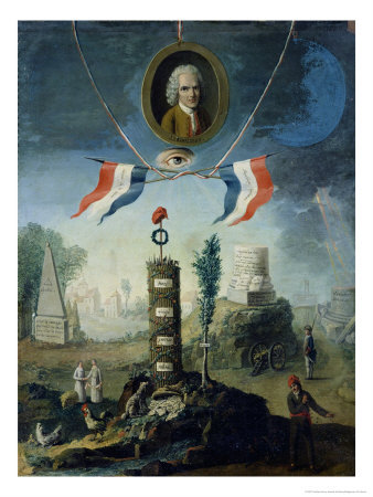 Allegory of the Revolution. Rousseau in medallion
