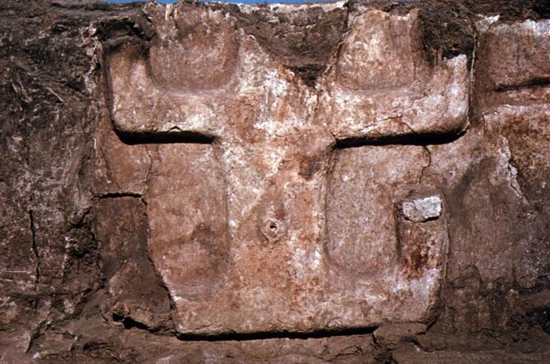 ''Figure 2: Wall relief found by James Mellaart, and often interpreted as a goddess.''