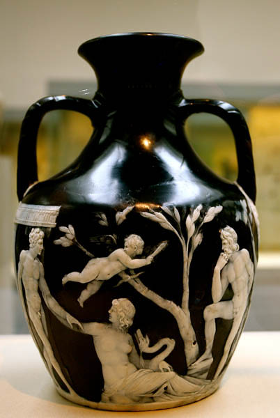 ''It is thought that the vase may originally have been a wedding gift as the scene it depicts takes love as its central theme with the sea-snake giving it a maritime setting. The bottom of the vase probably originally ended in a fine point, although this was broken centuries ago.''