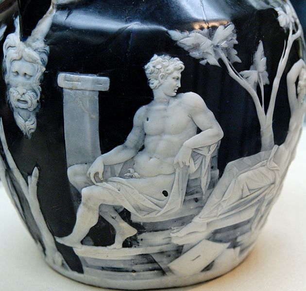 Portland vase. ''English: Seated man looking at a recling woman, detail of the side A of the Portland Vase. Cameo-glass, probably made in Italy ca. 5-25 AD.''