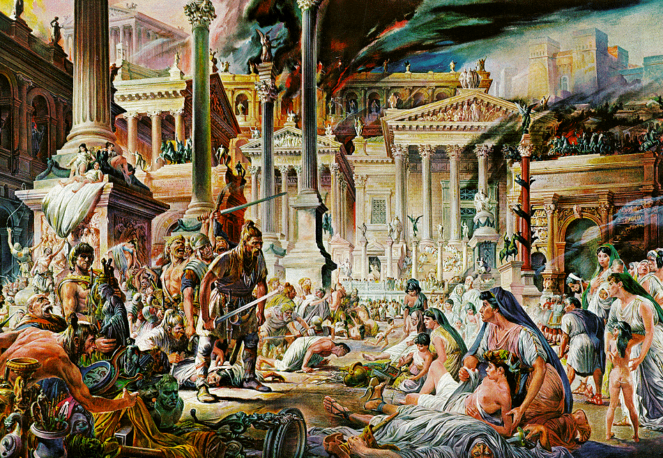 Michael Rosenblum: ''The barbarians, it turns out, were inside the Empire all the time.  The Romans, in a word, did it to themselves, and almost willingly.  In shorthand, that is true, but the nagging question is always, how does it happen? How does it happen that the Roman Empire, a successful, commercial, secular, productive, highly functioning society becomes the Europe of the Dark Ages? The Roman world is a place most of us would have felt extremely comfortable in.  The Dark Ages, not so.''