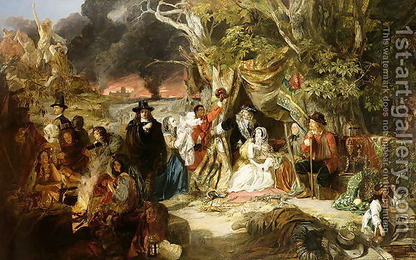 Handmade oil painting reproduction of Highgate Fields During the Great Fire of London in 1666, 1848, a painting by Edward Matthew Ward.