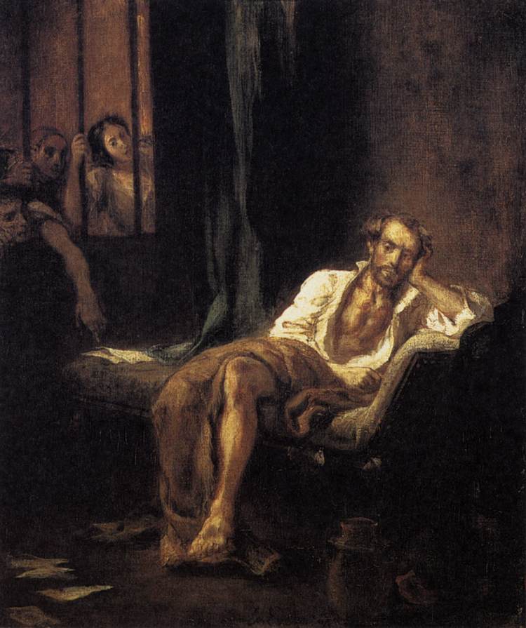 Delacroix. tasso in the Hospital. Dostoevsky, The Dream of a Ridiculous Man ''I am a ridiculous person. Now they call me a madman. That would be a promotion if it were not that I remain as ridiculous in their eyes as before. But now I do not resent it, they are all dear to me now, even when they laugh at me - and, indeed, it is just then that they are particularly dear to me. I could join in their laughter—not exactly at myself, but through affection for them, if I did not feel so sad as I look at them. Sad because they do not know the truth and I do know it. Oh, how hard it is to be the only one who knows the truth! But they won't understand that. No, they won't understand it.''man : ''
