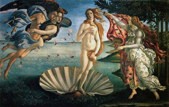 Aphrodite was painted by Sandro Botticelli. Its title is The birth of Venus. (Venus was the Roman name for the Greek goddess Aphrodite.)