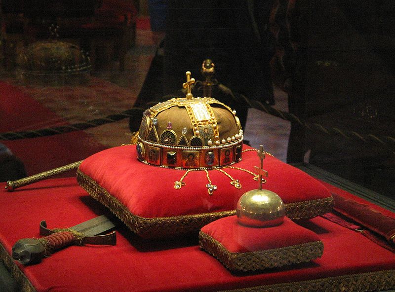 Hungarian Crown of Saint Stephen. ''On Christmas of the year 1000, the crown was sent as a gift from Pope Sylvester II to St. Stephen the First King of Hungary commemorating the acceptance of Catholicism in the “Lands of the Crown of Saint Stephen”. The Crown was the physical symbol of the Hungarian Kingdom, present at the coronation of every King of Hungary up to (deposed) Blessed Charles I of Austria. After suffering 30 years of disuse, loss, and disappearance, The Crown of St. Stephen had been recovered by US Troops at the end of World War II, hidden inside of an oil drum, revealed to the Allies by a commandant of the Hungarian Royal Crown guard. It had been stored at Ft. Knox for 32 years preceding the 1978 return, always in process to be returned to Hungary at “some suitable time”.