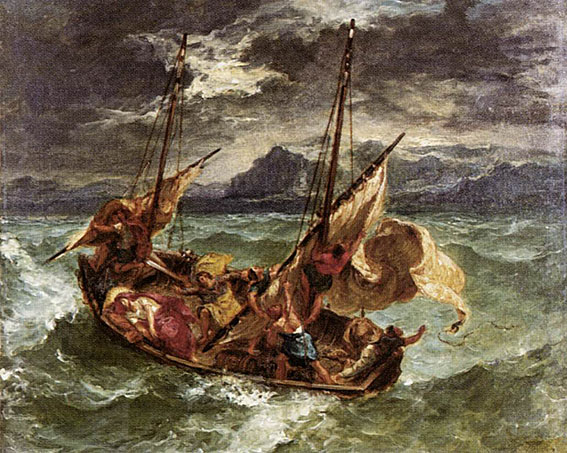 Delacroix. Christ on the Lake of Gennezaret: 1854. Influence of Gericault.
