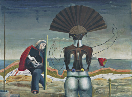 Ernst. Woman, Old man and Flower. 1923. ''As Ernst’s series developed, this original surrealist identity with its heroic overtones became submerged, and it has remained submerged vis-à-vis art history, which has viewed the paintings only in light of their basic fascist identity, not in terms of this repressed surrealist one, which is repressed in the best and most obvious Freudian sense and therefore requires release, possibly in the surrealist friendly arena of wit or dreams.''
