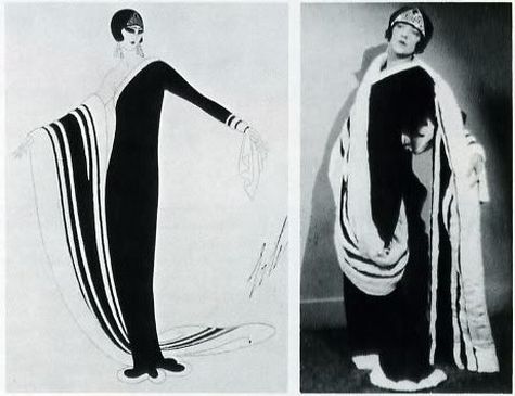 Among the designs that Erté produced for the Metro-Goldwyn Mayer studios in 1929 was the velvet and ermine gown at left. It is worn by Eileen Pringle, right, in The Mystic.