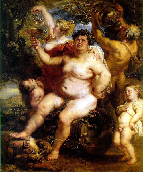 His fat women are voluptuous while their fat male companions are dim or