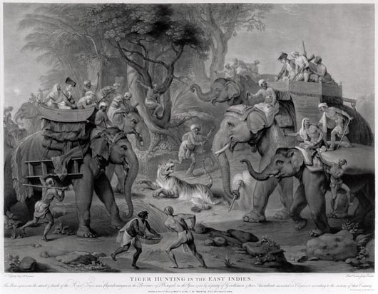 ---Artist Johann Zoffany EngraverRichard Earlom TitleTiger Hunting in the East Indies Date	published 2 December 1802 Medium	Mezzotint---click image for source...
