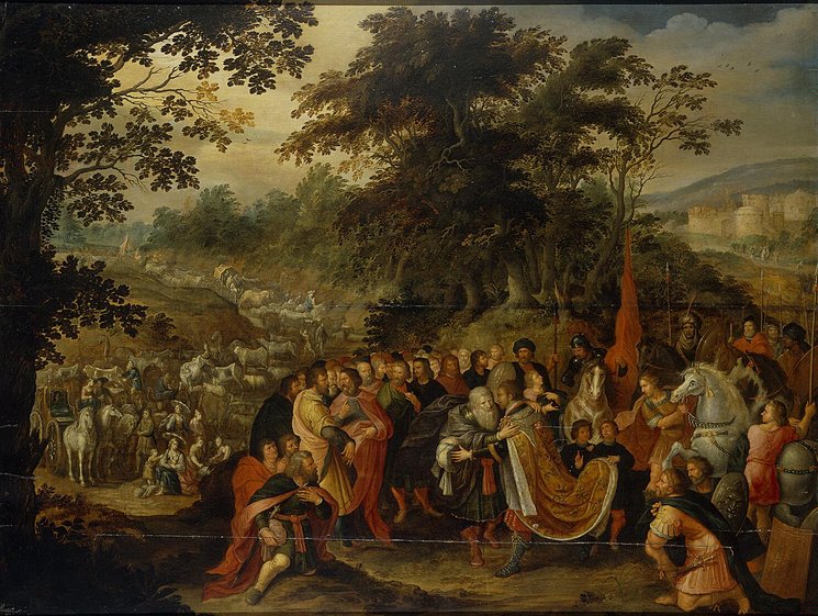 Meeting of Jacob and Esau....Origin: Flanders, 1620s, Francken, Frans II Source of entry: Purchasing Commission of the Experts of the State Hermitage Museum, 1963 School: Flemish...click image for source...